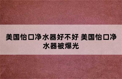 美国怡口净水器好不好 美国怡口净水器被爆光